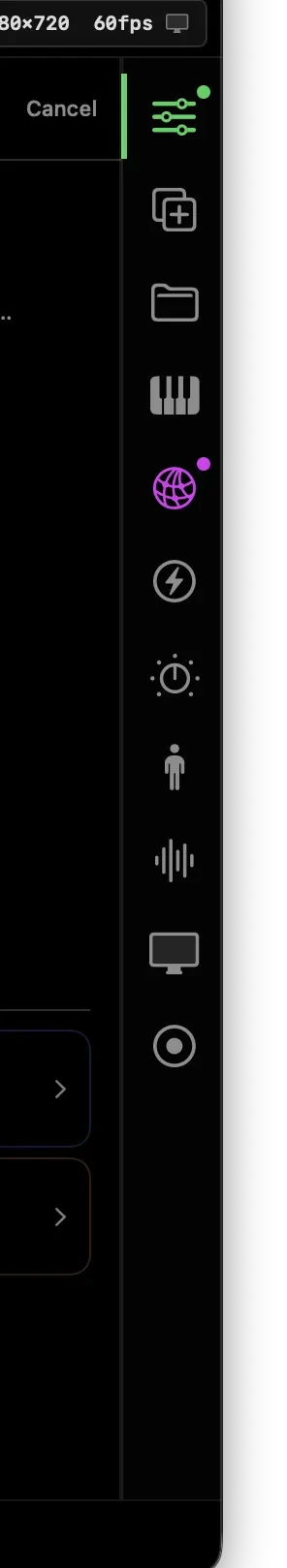 Modulation panel icons