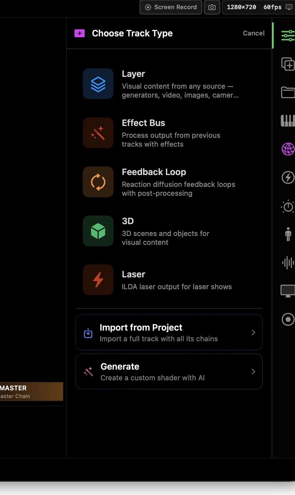 Track type picker